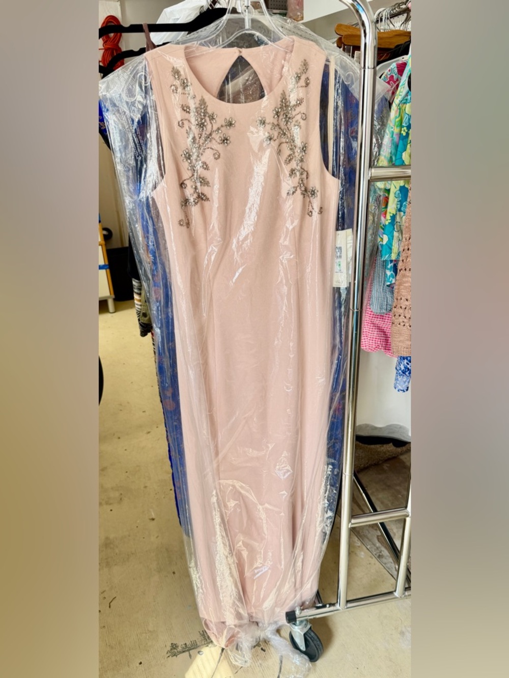 Eliza J Dusty Blush Embellished Sleeveless Formal Maxi Dress